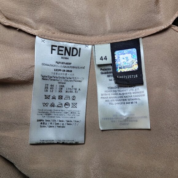 NWT FENDI Gonna Fan Karligraphy Pleated Skirt Sz 44 US 8 100% Silk - Picture 12 of 14
